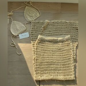 🐚NWT!! | Crochet Knit Swim Coverup Set in Cream